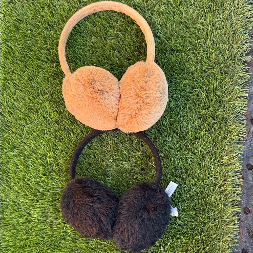 Claire's Black and Tan Fuzzy Earmuffs
